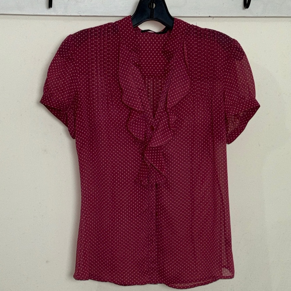 The Limited- Dark Pink Polka Dot Blouse